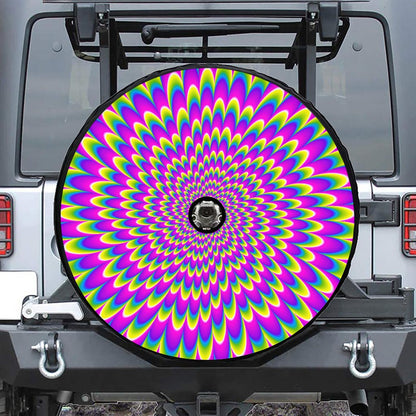 Green Wave Moving Optical Illusion Tire Cover With Camera Hole