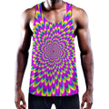 Green Wave Moving Optical Illusion Men's Workout Tank Top