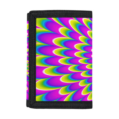 Green Wave Moving Optical Illusion Trifold Wallet