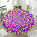 Green Wave Moving Optical Illusion Waterproof Round Tablecloth