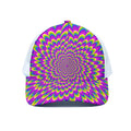 Green Wave Moving Optical Illusion White Mesh Trucker Hat