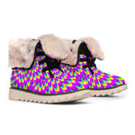 Green Wave Moving Optical Illusion Winter Boots