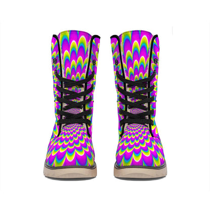 Green Wave Moving Optical Illusion Winter Boots