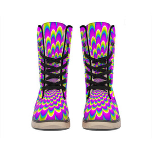 Green Wave Moving Optical Illusion Winter Boots