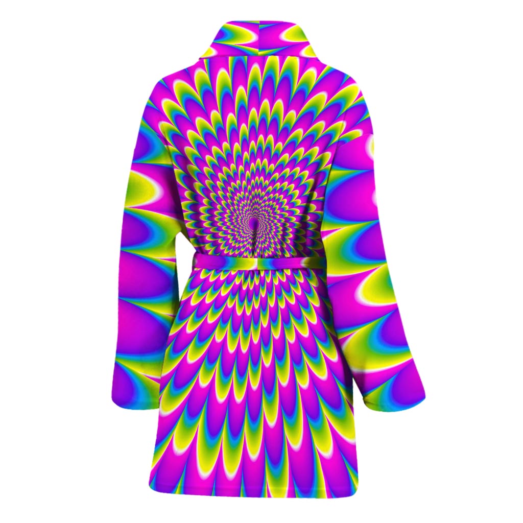 Green Wave Moving Optical Illusion Women's Bathrobe