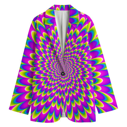 Green Wave Moving Optical Illusion Women's Blazer