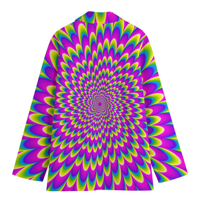 Green Wave Moving Optical Illusion Women's Blazer