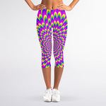 Green Wave Moving Optical Illusion Women's Capri Leggings