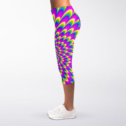 Green Wave Moving Optical Illusion Women's Capri Leggings