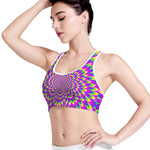 Green Wave Moving Optical Illusion Women's Sports Bra