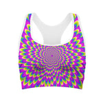 Green Wave Moving Optical Illusion Women's Sports Bra