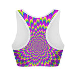 Green Wave Moving Optical Illusion Women's Sports Bra