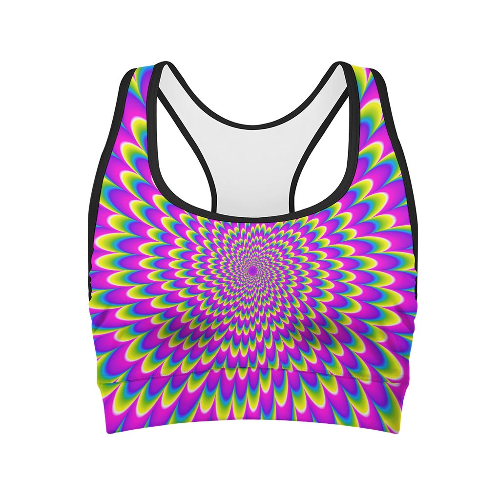 Green Wave Moving Optical Illusion Women's Sports Bra
