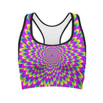 Green Wave Moving Optical Illusion Women's Sports Bra