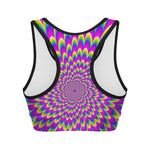 Green Wave Moving Optical Illusion Women's Sports Bra