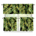 Green Weed Print 3 Piece Kitchen Curtains
