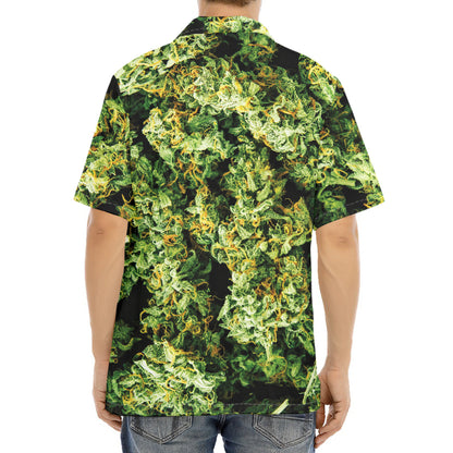 Green Weed Print Aloha Shirt