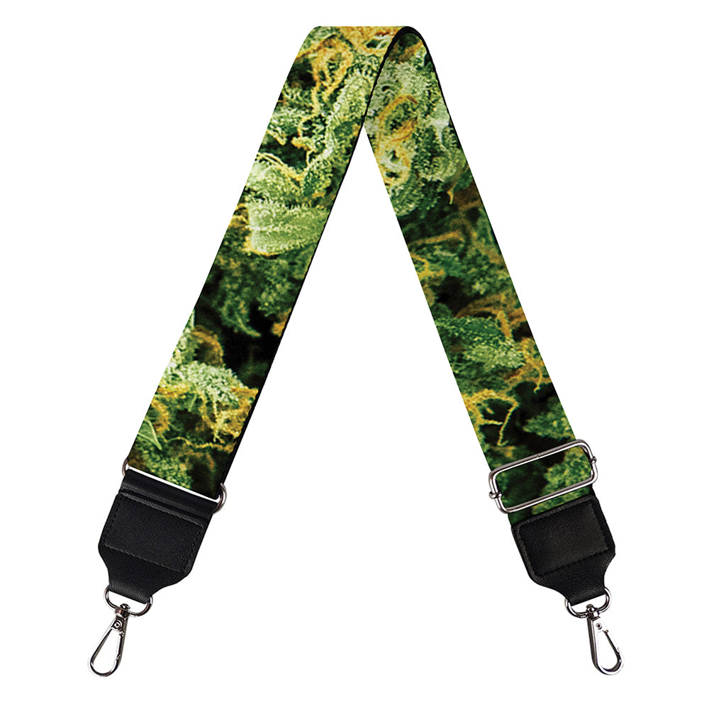 Green Weed Print Bag Strap