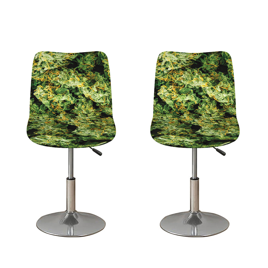 Green Weed Print Bar Stool Covers
