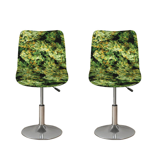 Green Weed Print Bar Stool Covers