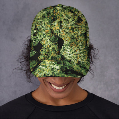 Green Weed Print Baseball Cap