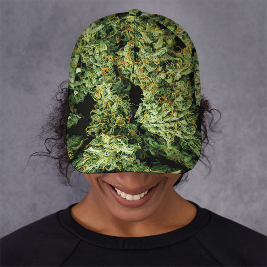 Green Weed Print Baseball Cap