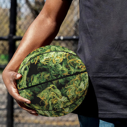 Green Weed Print Basketball