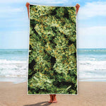 Green Weed Print Beach Towel