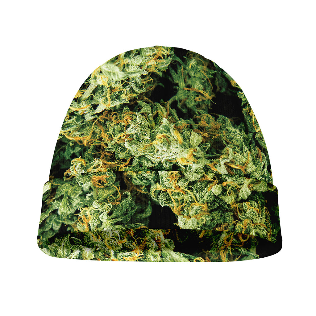 Green Weed Print Beanie