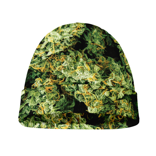 Green Weed Print Beanie