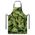 Green Weed Print Bib Apron With Pocket
