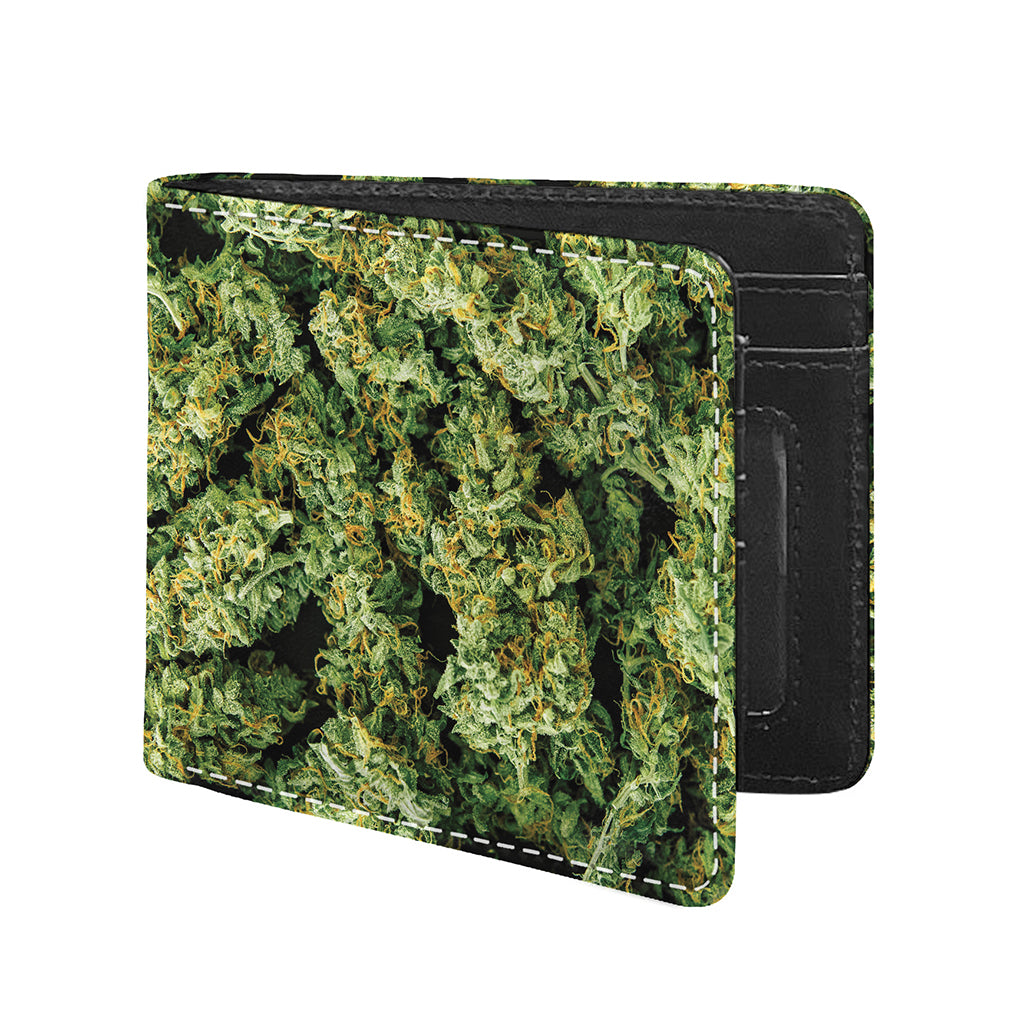 Green Weed Print Bifold Wallet