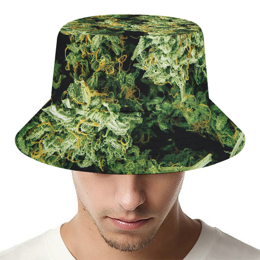 Green Weed Print Bucket Hat