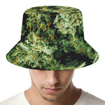 Green Weed Print Bucket Hat