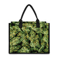 Green Weed Print Canvas Tote Bag