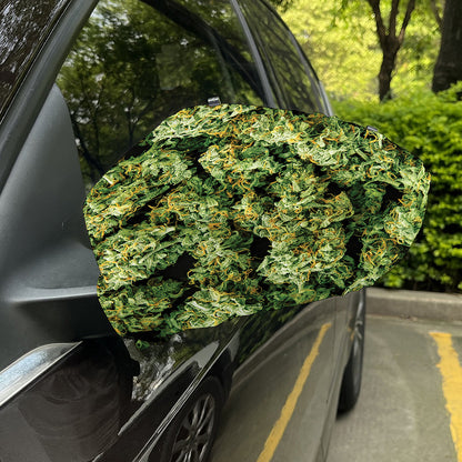 Green Weed Print Car Side Mirror Covers