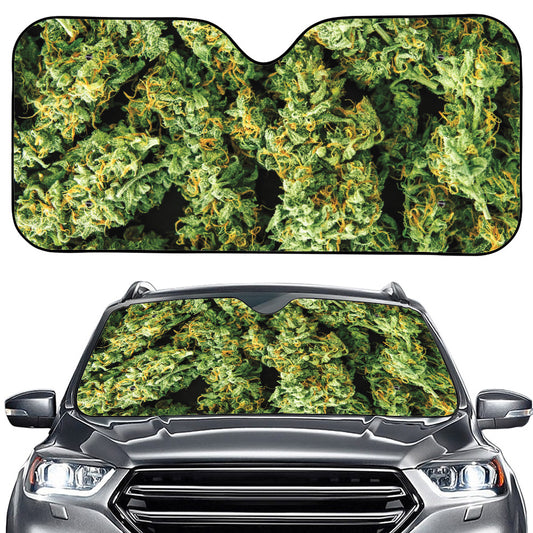 Green Weed Print Car Windshield Sun Shade