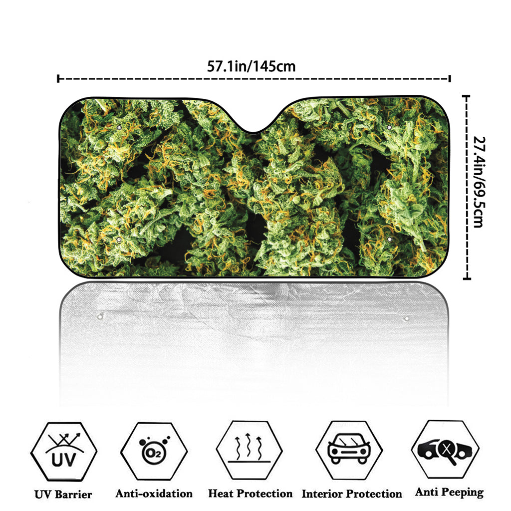 Green Weed Print Car Windshield Sun Shade