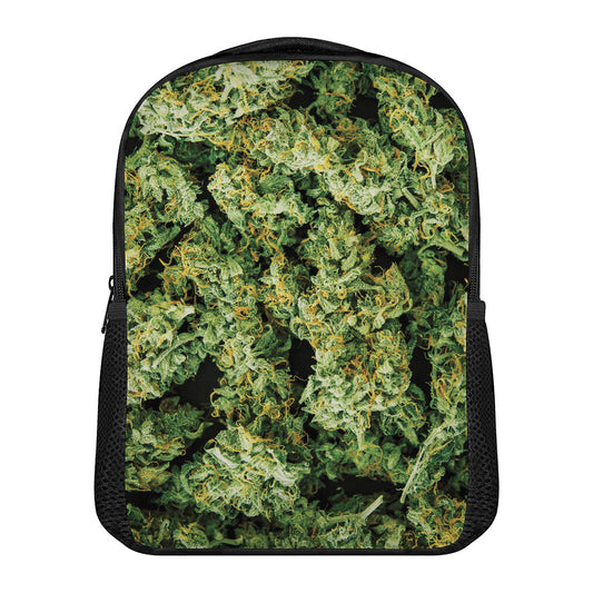 Green Weed Print Casual Backpack