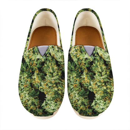 Green Weed Print Casual Shoes