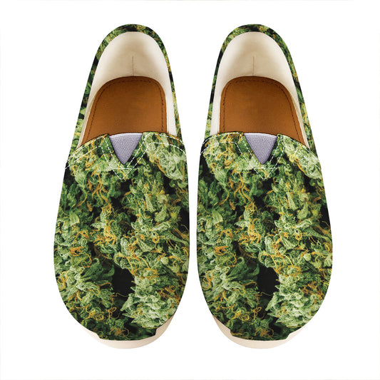 Green Weed Print Casual Shoes