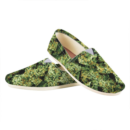 Green Weed Print Casual Shoes