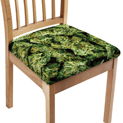 Green Weed Print Chair Cushion Cover