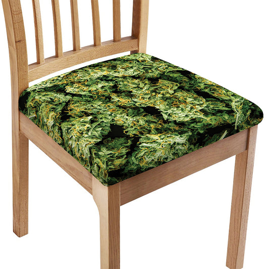 Green Weed Print Chair Cushion Cover