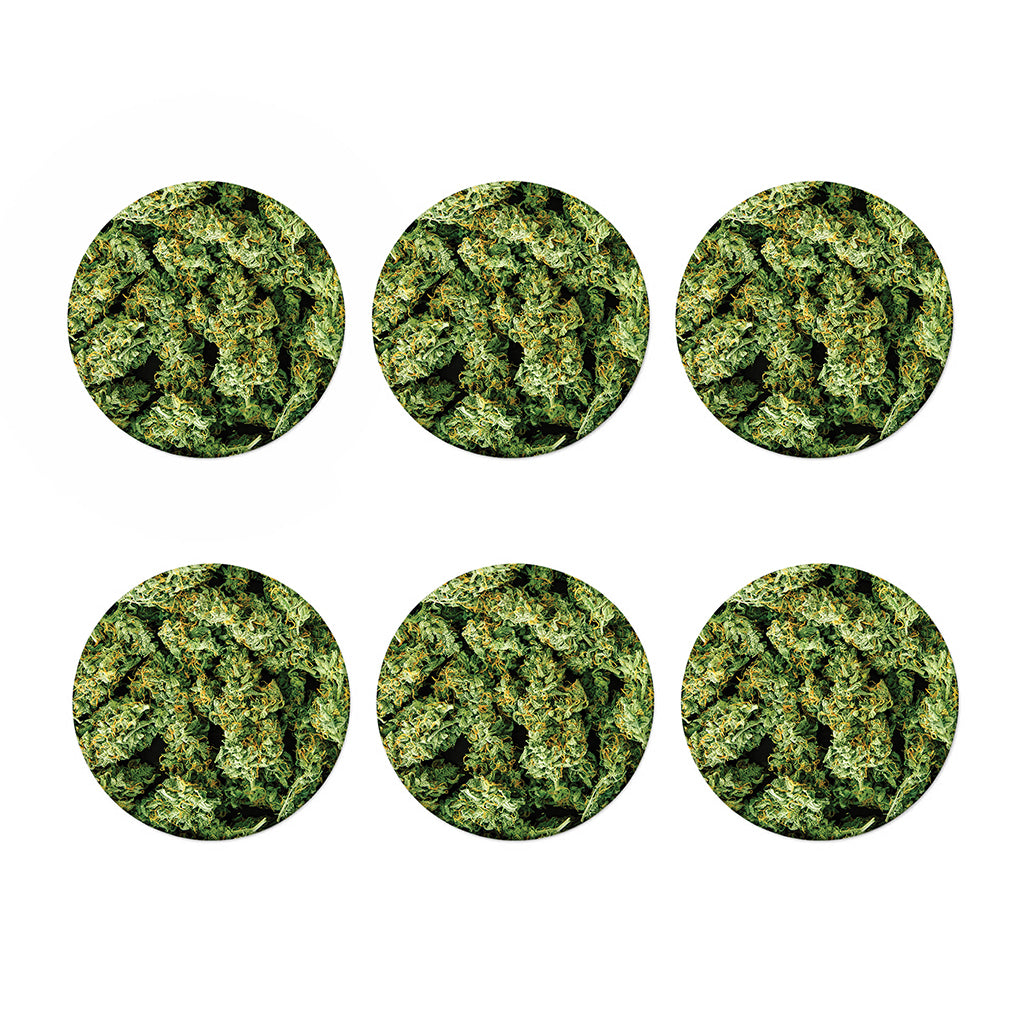 Green Weed Print Coaster Set