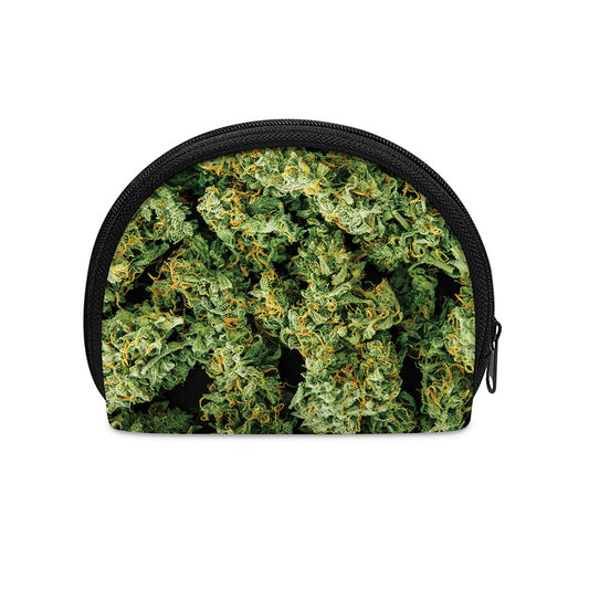 Green Weed Print Coin Purse