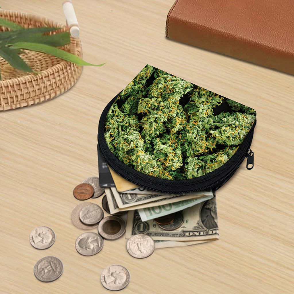Green Weed Print Coin Purse