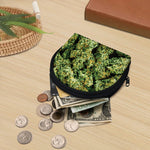 Green Weed Print Coin Purse