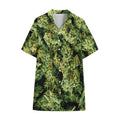 Green Weed Print Cotton Hawaiian Shirt