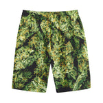 Green Weed Print Cotton Shorts